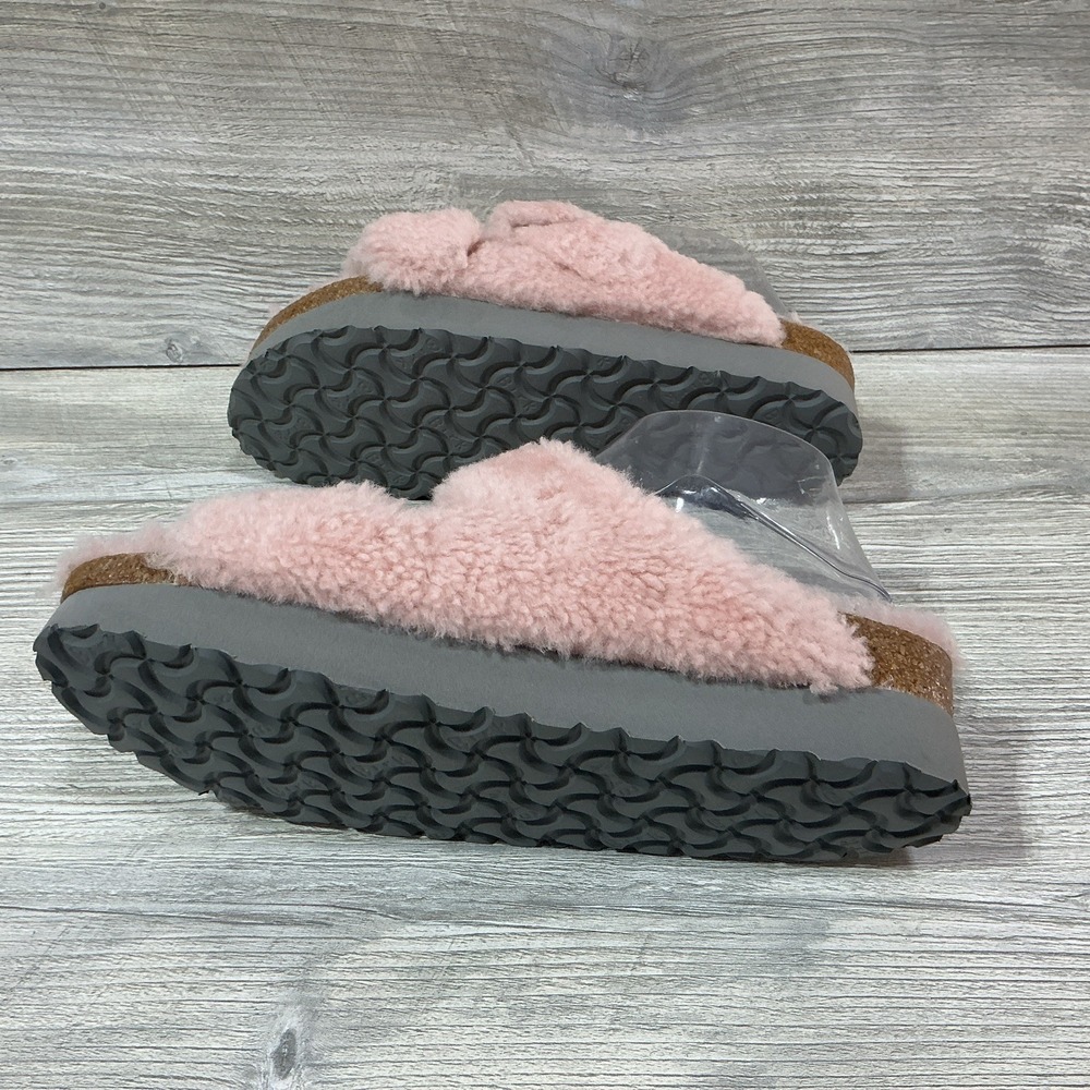 Birkenstock Papillio Arizona Big Buckle Pink Shearling Sandals Women's 39 EU 8 N - Picture 10 of 11